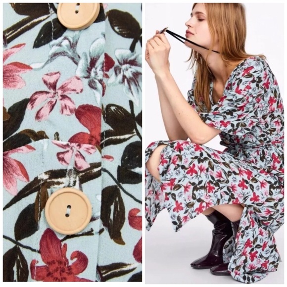 Belted Floral Print Midi Dress - Picture 3 of 6